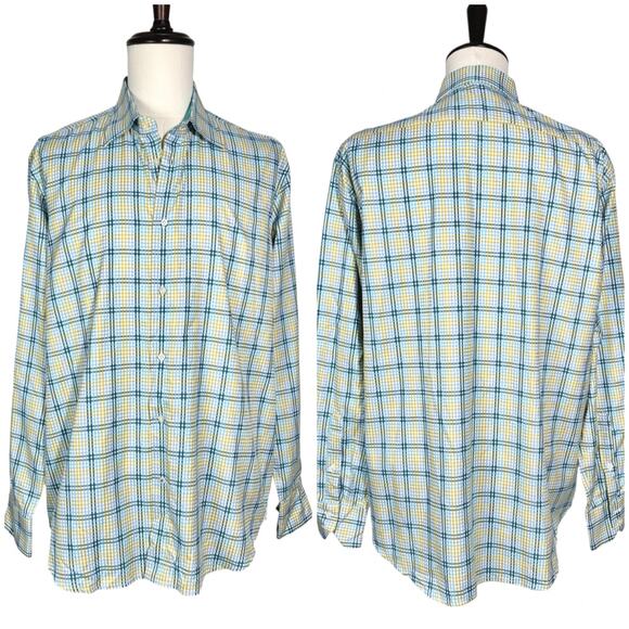 Robert Graham | Men | Plaid Silk Cotton Blend Flip Flop LS Button Up Shirt | XL - Picture 1 of 16